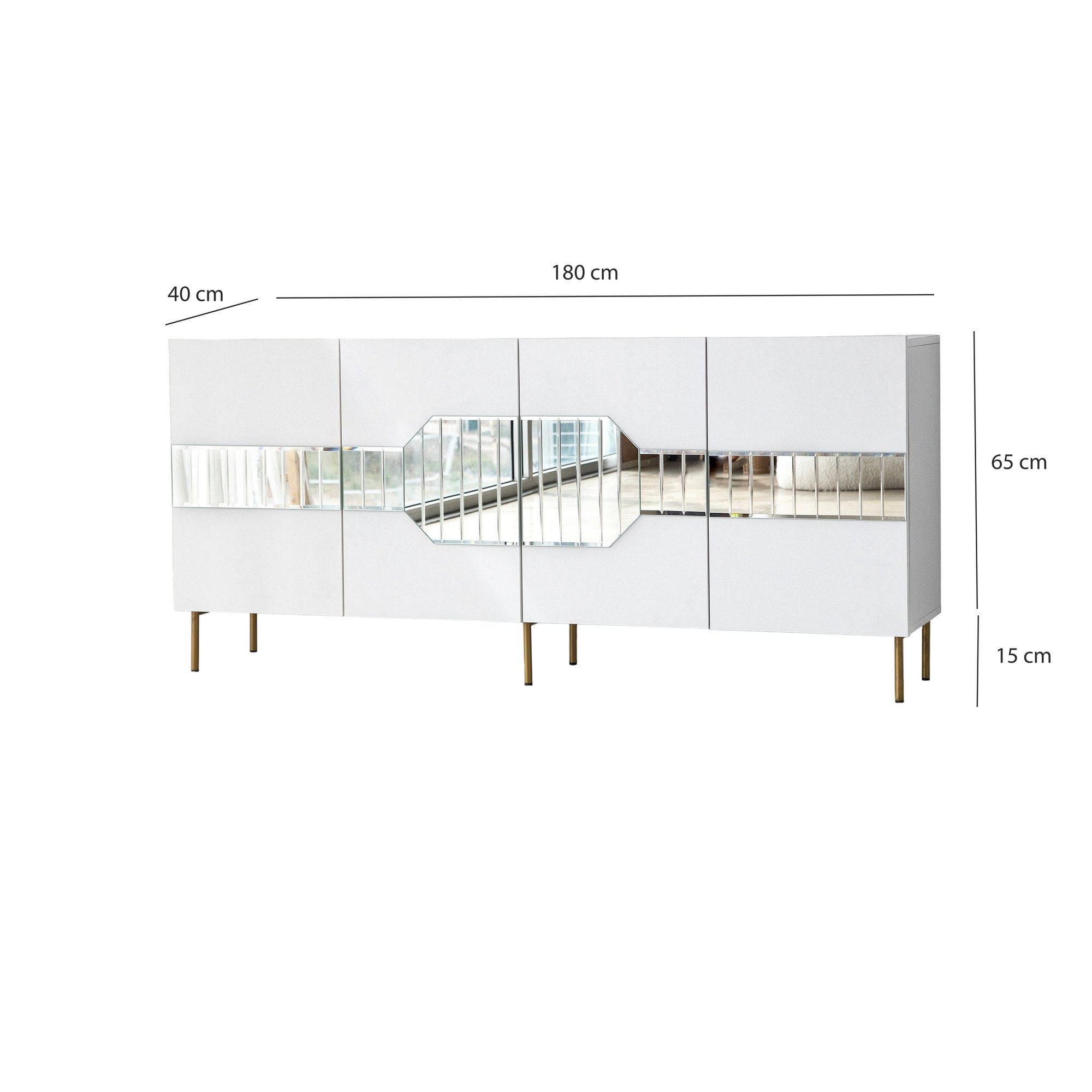 Asir Credenza con 4 ante Milan Bianco