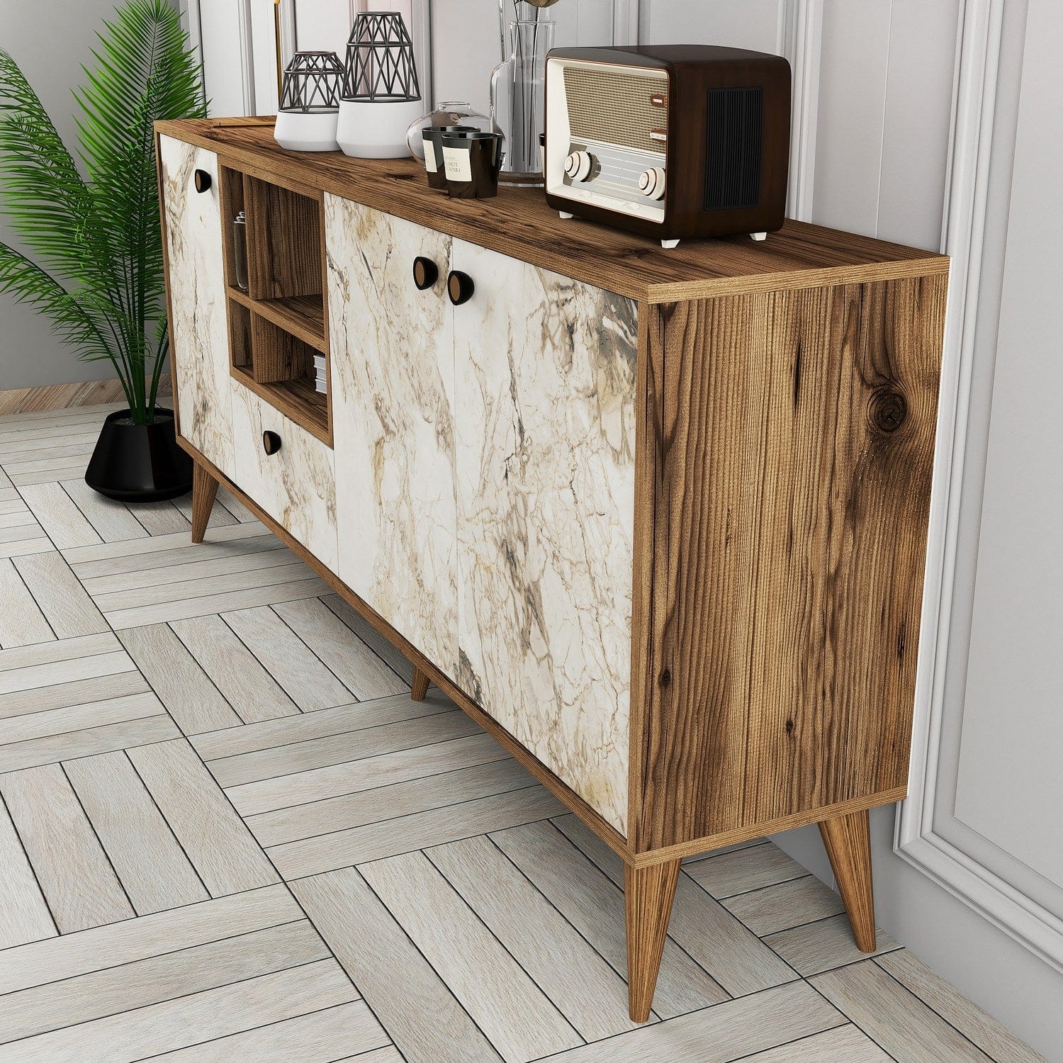 Asir Credenza con 4 ante Napoli Marmo
