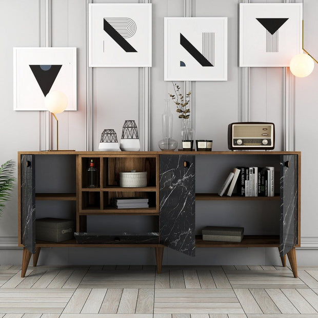 Credenza con 4 ante Napoli Nero (4)