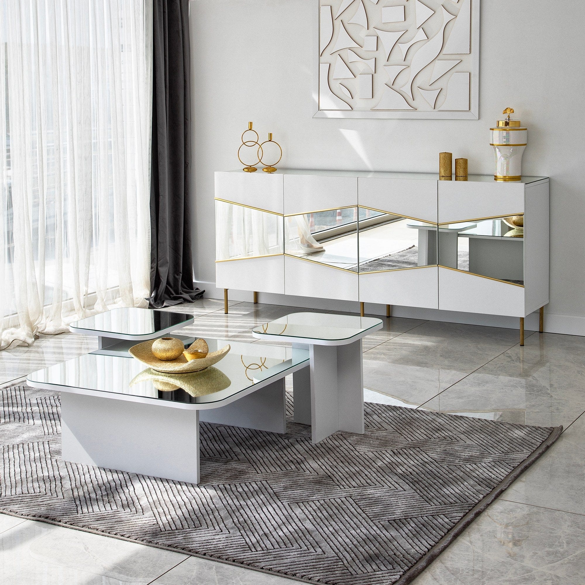 Asir Credenza con 4 ante Nice Bianco