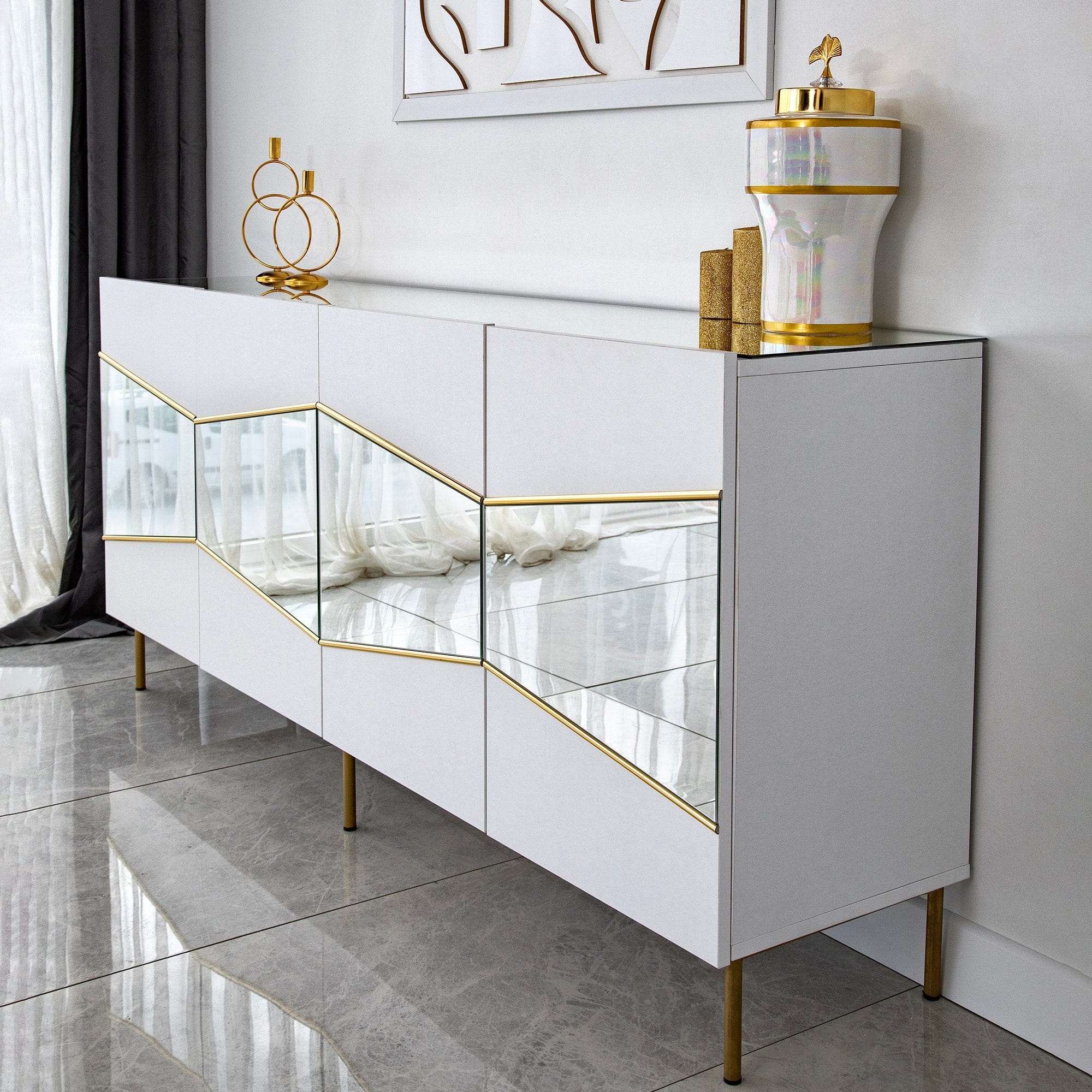 Asir Credenza con 4 ante Nice Bianco