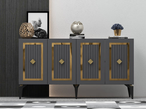 Asir Credenza con 4 ante Nora Antracite