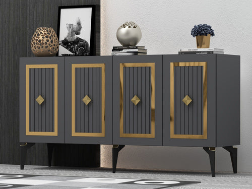 Asir Credenza con 4 ante Nora Antracite