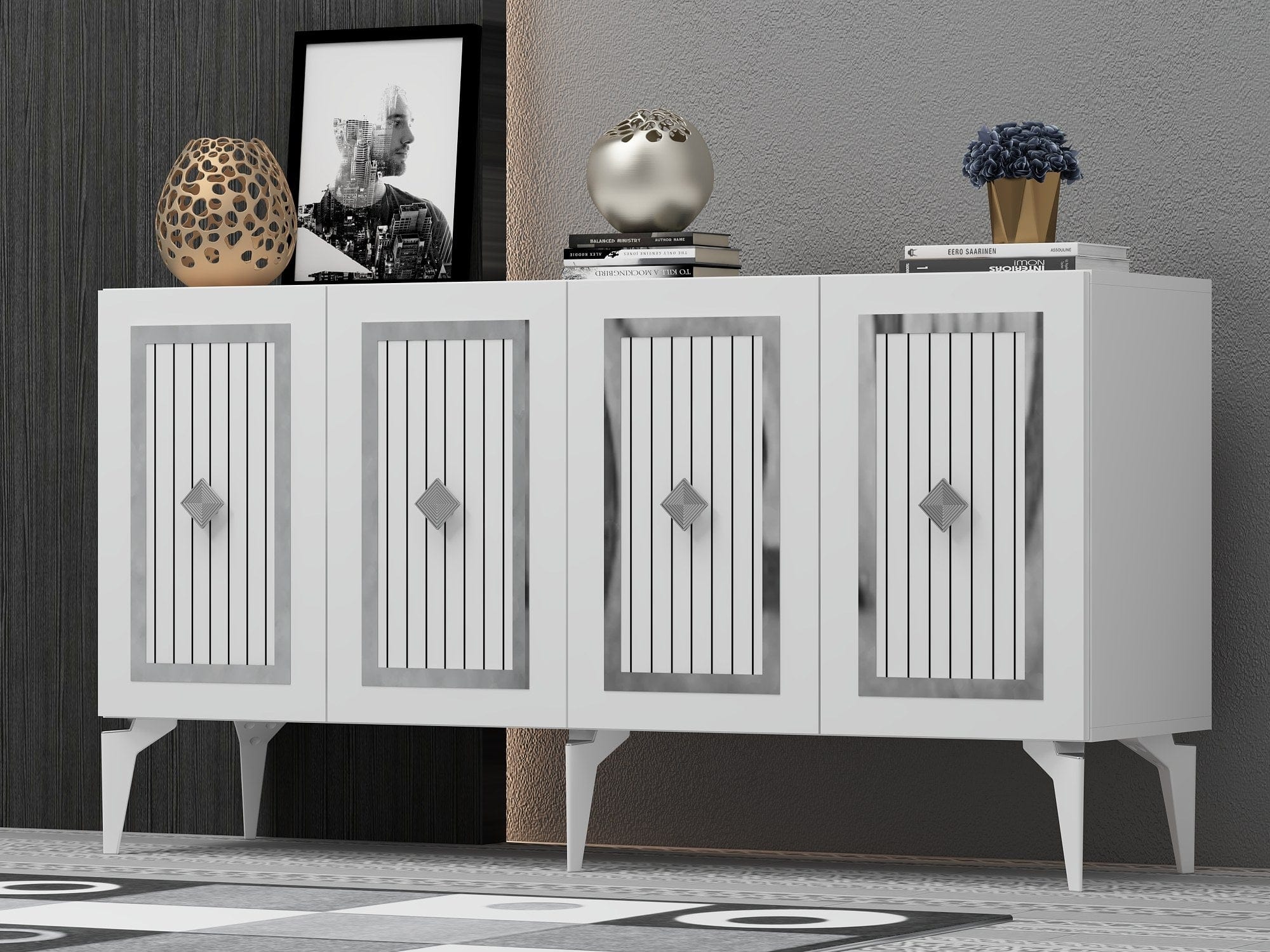 Asir Credenza con 4 ante Nora Argento
