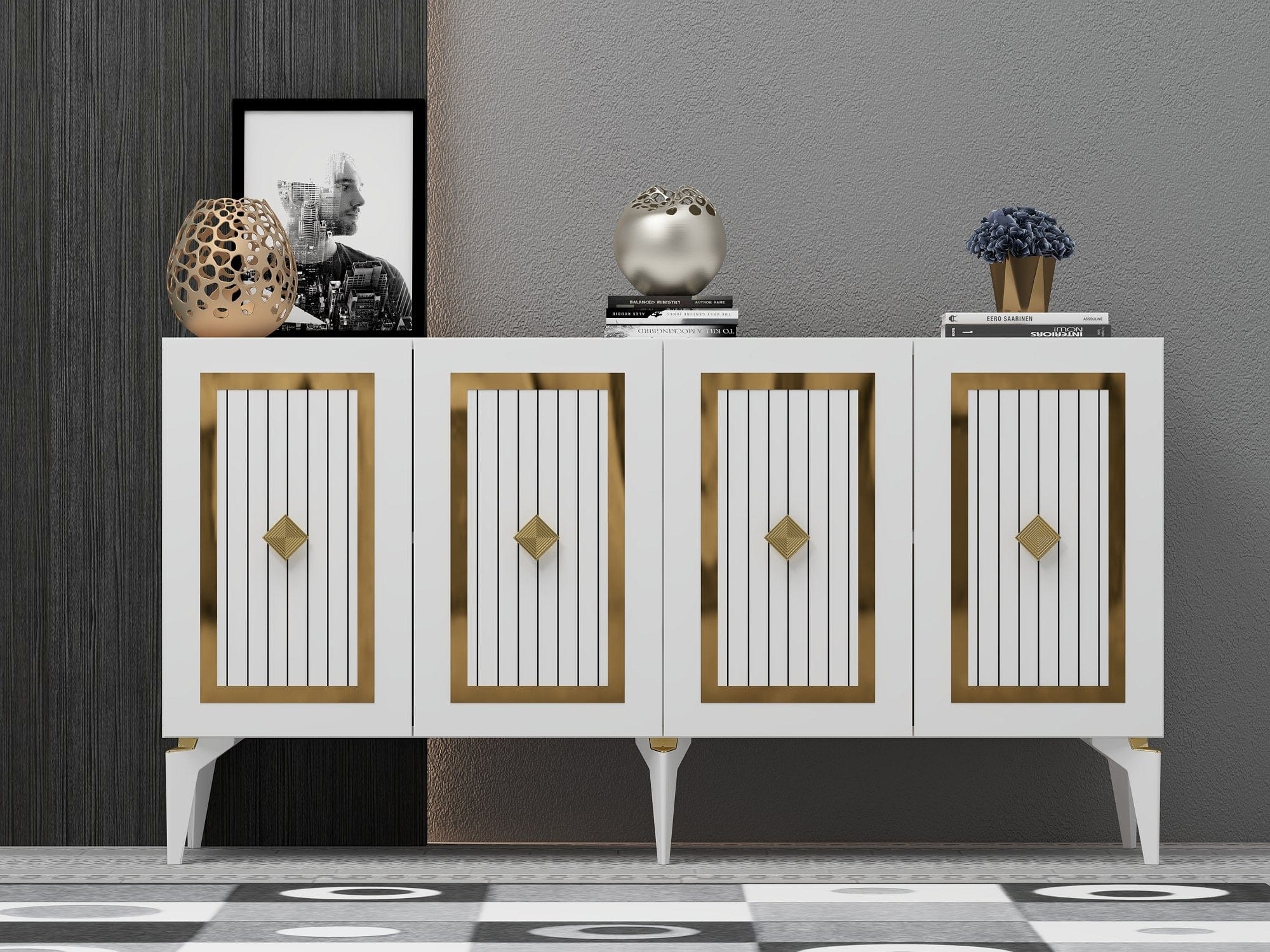 Asir Credenza con 4 ante Nora Oro