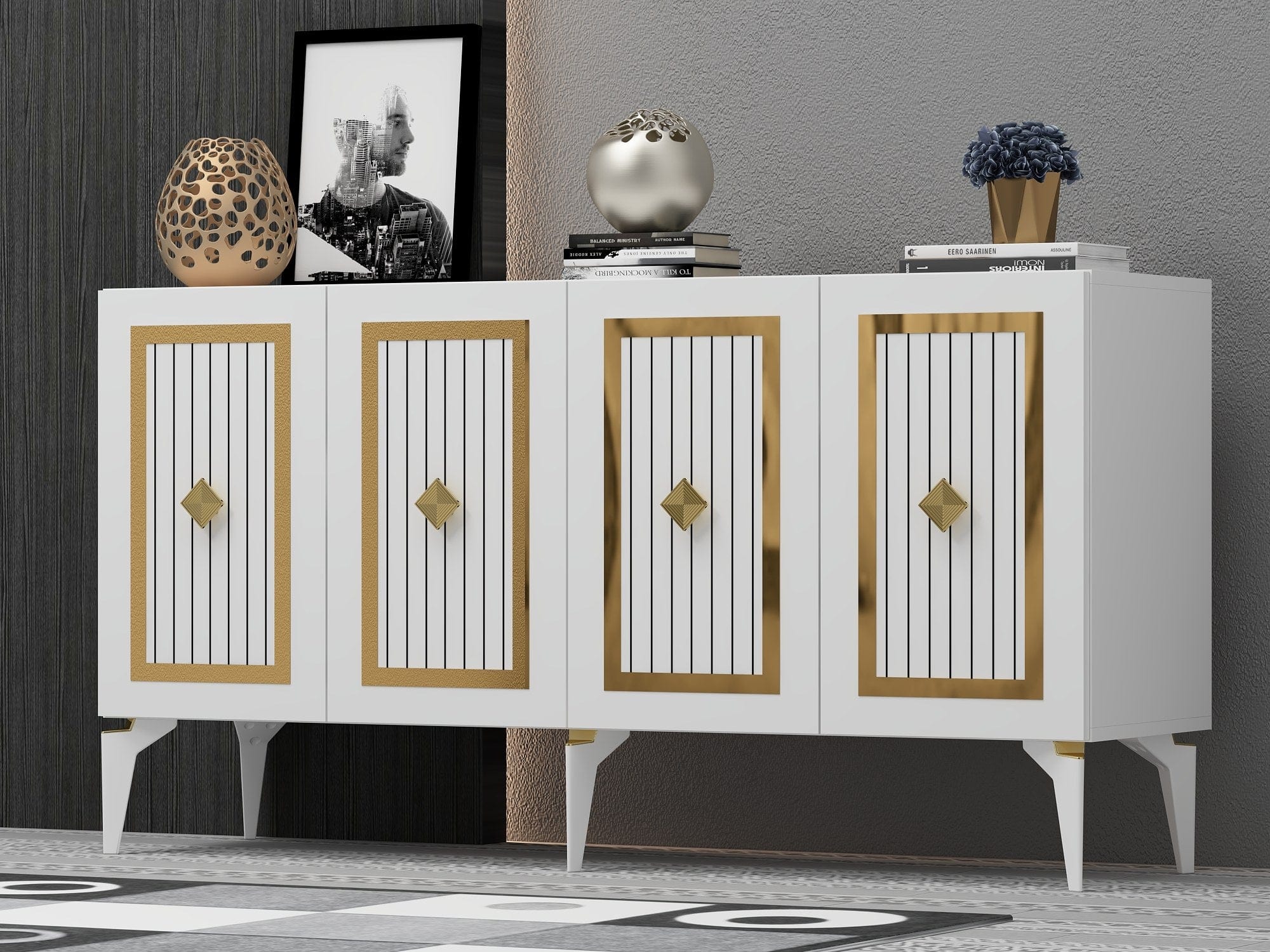 Asir Credenza con 4 ante Nora Oro