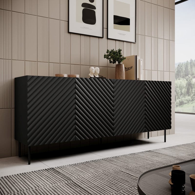Halmar Credenza con 4 ante Onda Nero