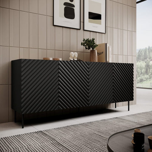 Halmar Credenza con 4 ante Onda Nero
