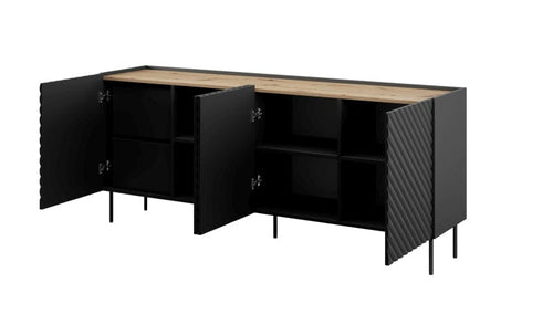 Halmar Credenza con 4 ante Onda Nero