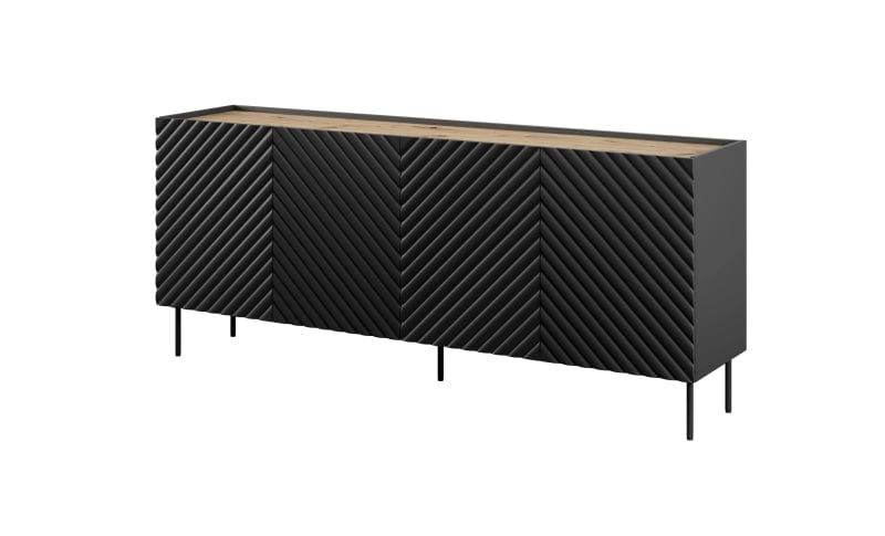 Halmar Credenza con 4 ante Onda Nero