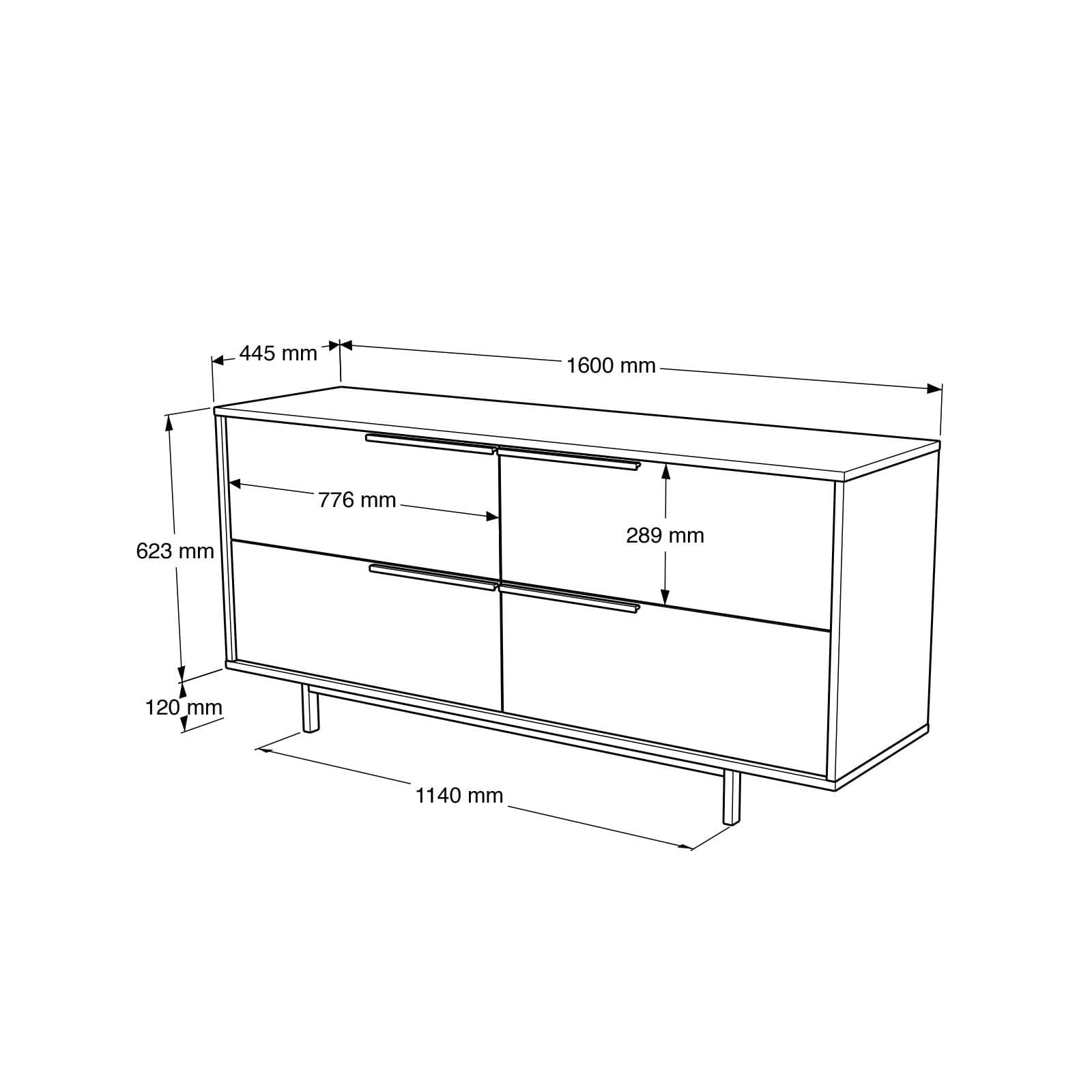 Asir Credenza con 4 ante Oris 3-W Bianco