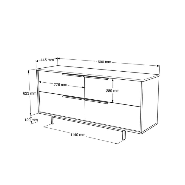 Asir Credenza con 4 ante Oris 3-W Bianco