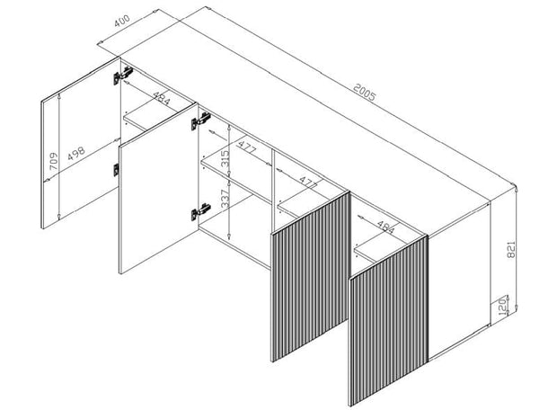 Halmar Credenza con 4 ante Pafos Nero