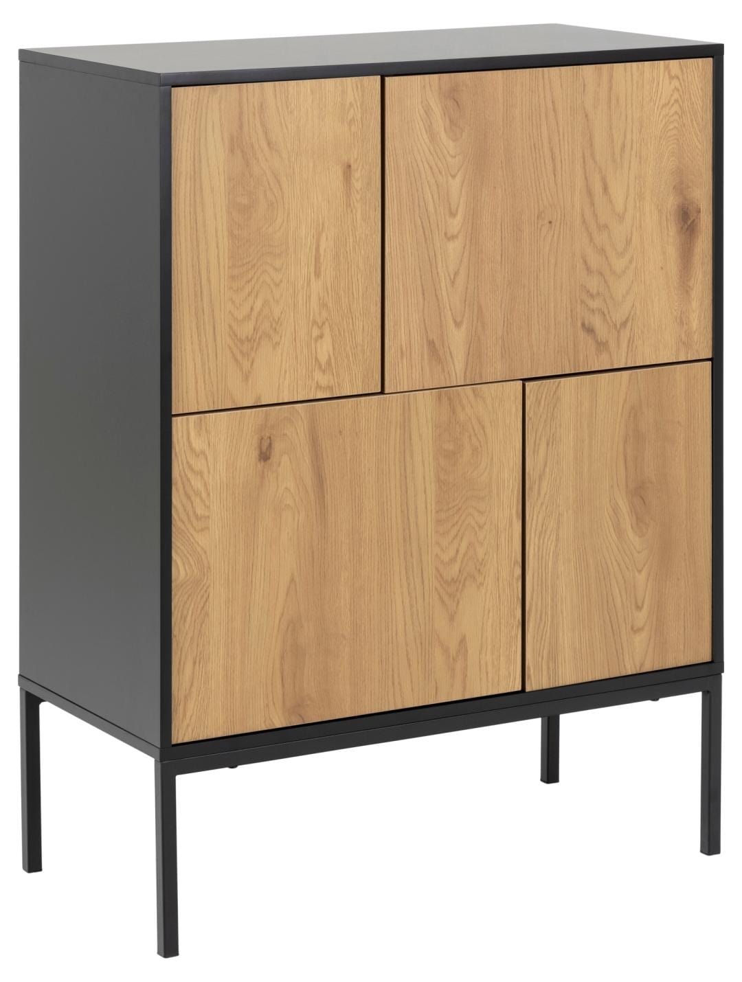 Actona Credenza con 4 ante Seaford Nero