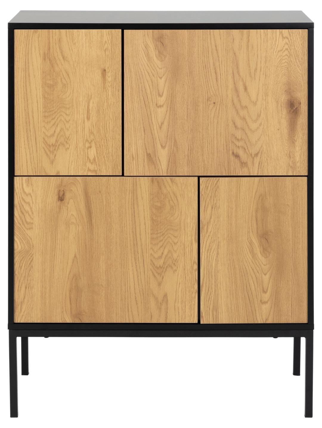 Actona Credenza con 4 ante Seaford Nero