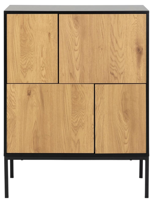 Actona Credenza con 4 ante Seaford Nero