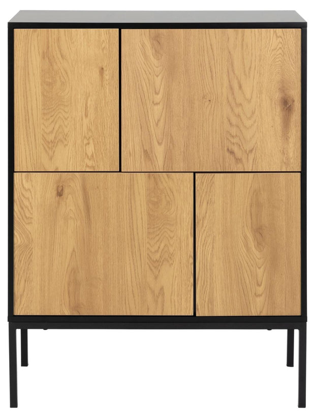 Actona Credenza con 4 ante Seaford Nero
