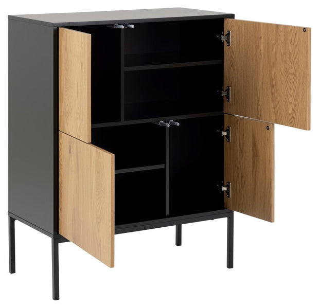 Actona Credenza con 4 ante Seaford Nero