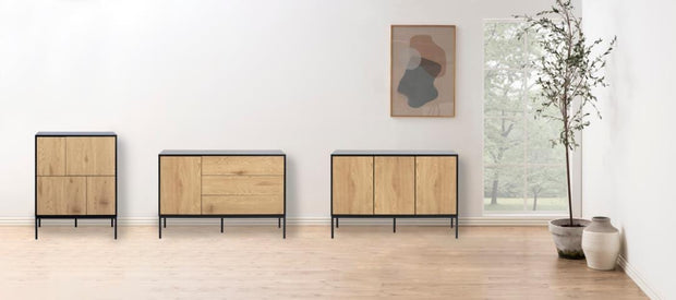 Actona Credenza con 4 ante Seaford Nero