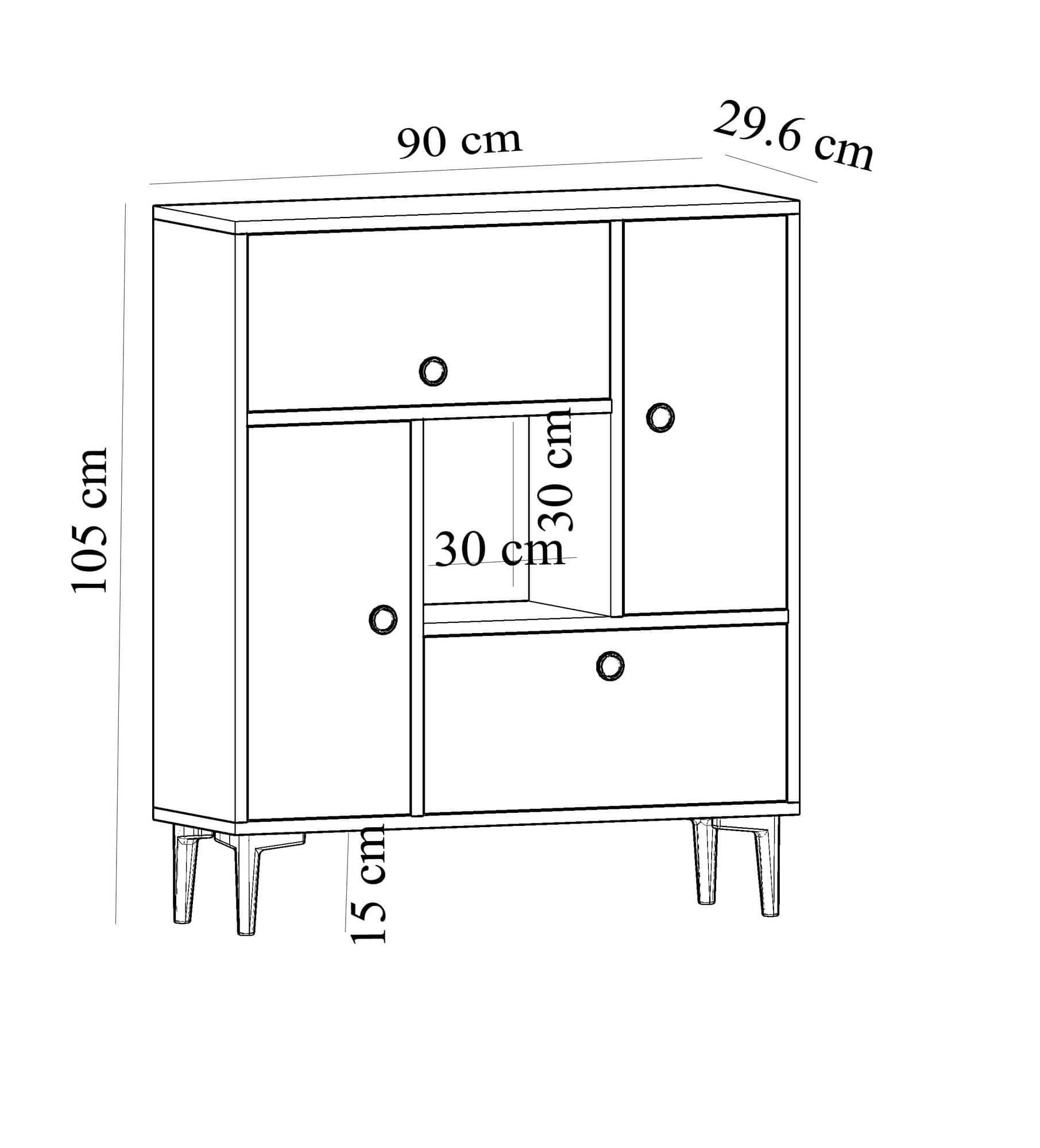 Asir Credenza con 4 ante Sidelya Quercia