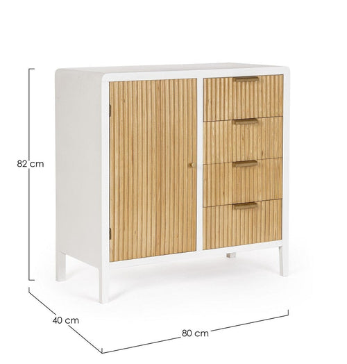 Bizzotto Credenza con 4 cassetti e 1 anta Charley Bianco
