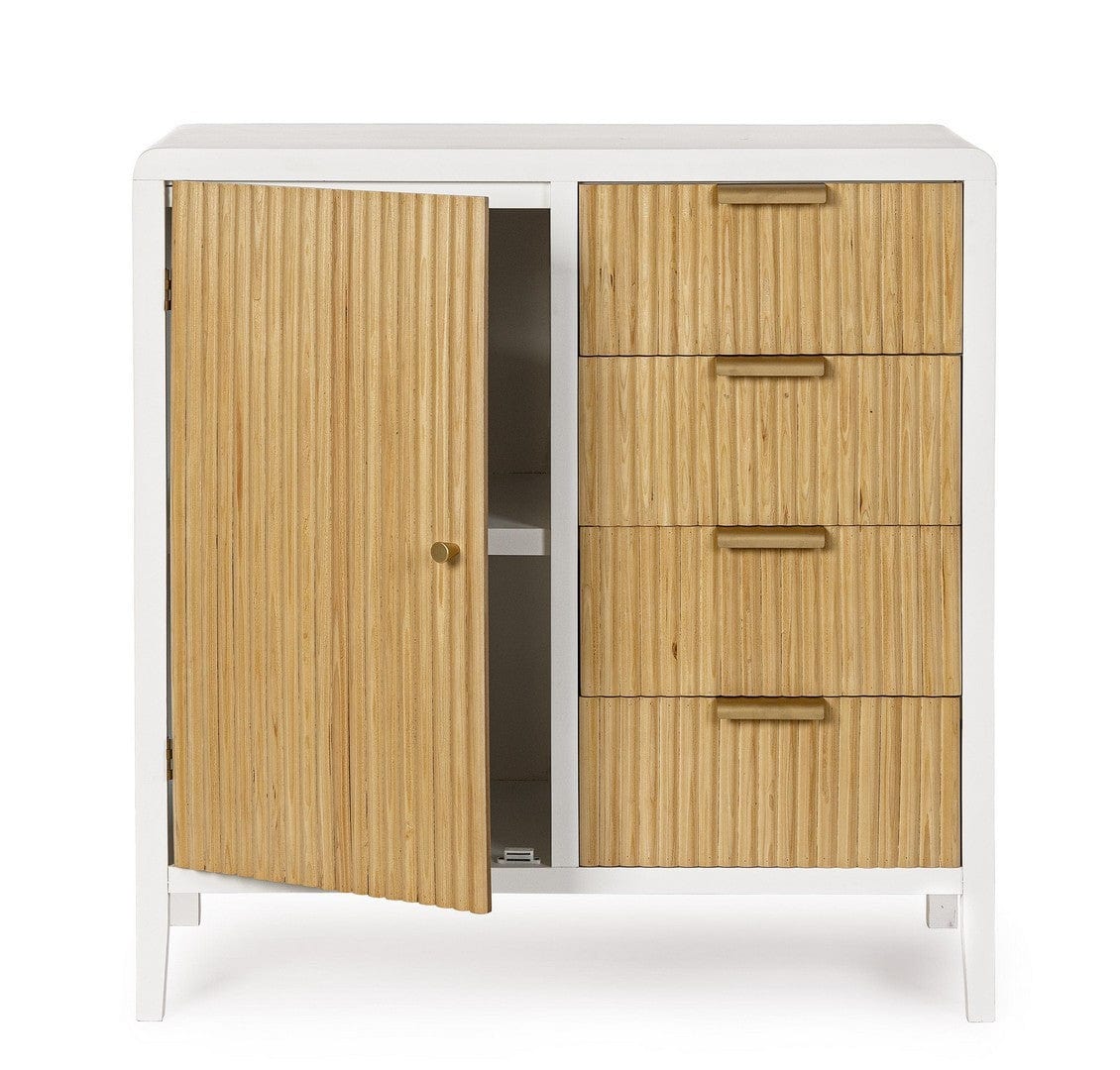 Bizzotto Credenza con 4 cassetti e 1 anta Charley Bianco