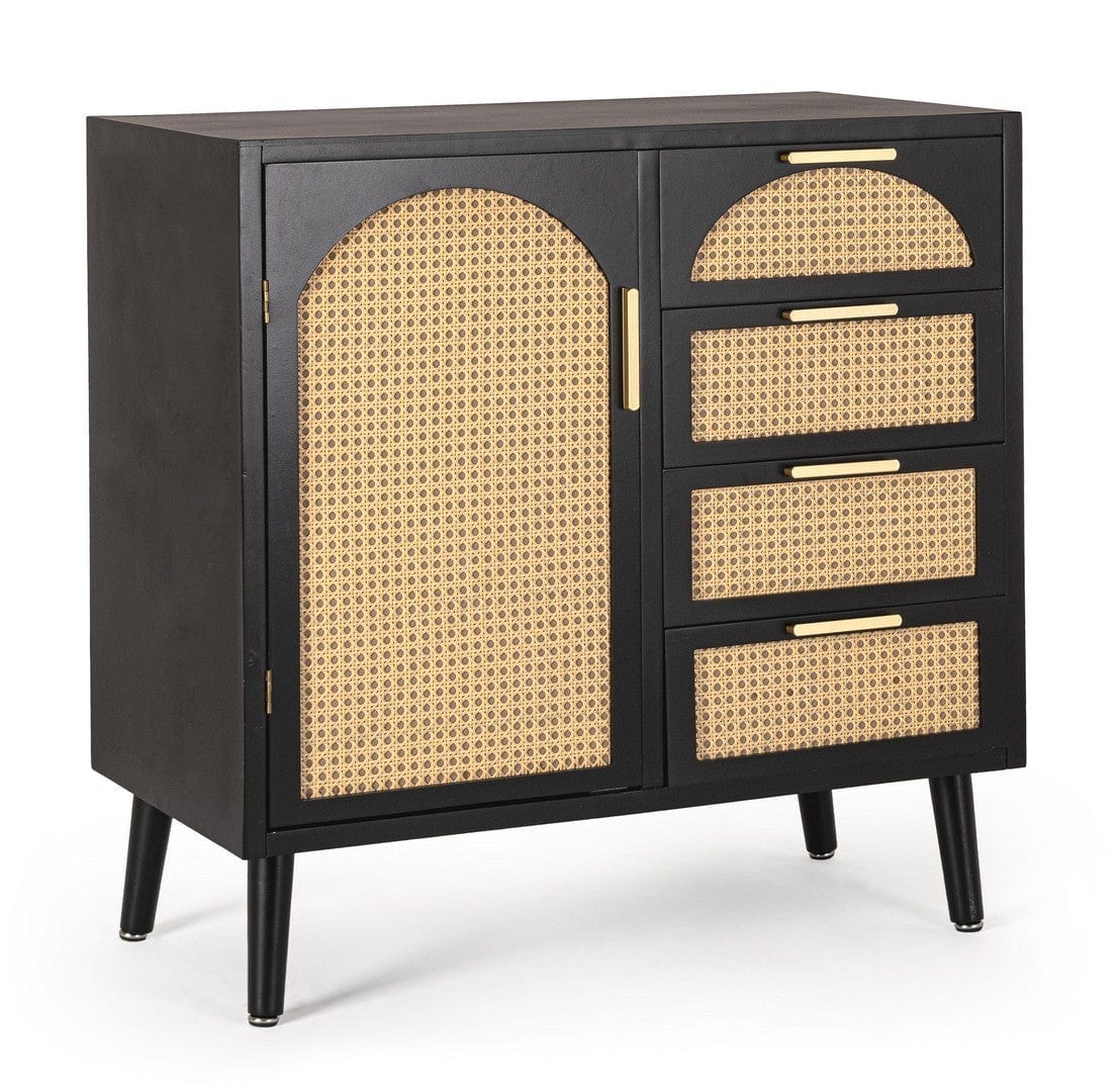 Bizzotto Credenza con 4 cassetti e 1 anta Josine Nero