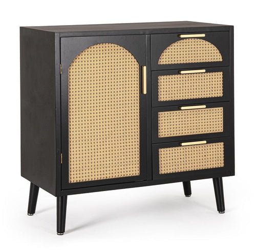 Bizzotto Credenza con 4 cassetti e 1 anta Josine Nero