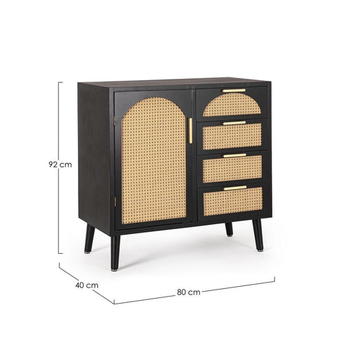 Bizzotto Credenza con 4 cassetti e 1 anta Josine Nero