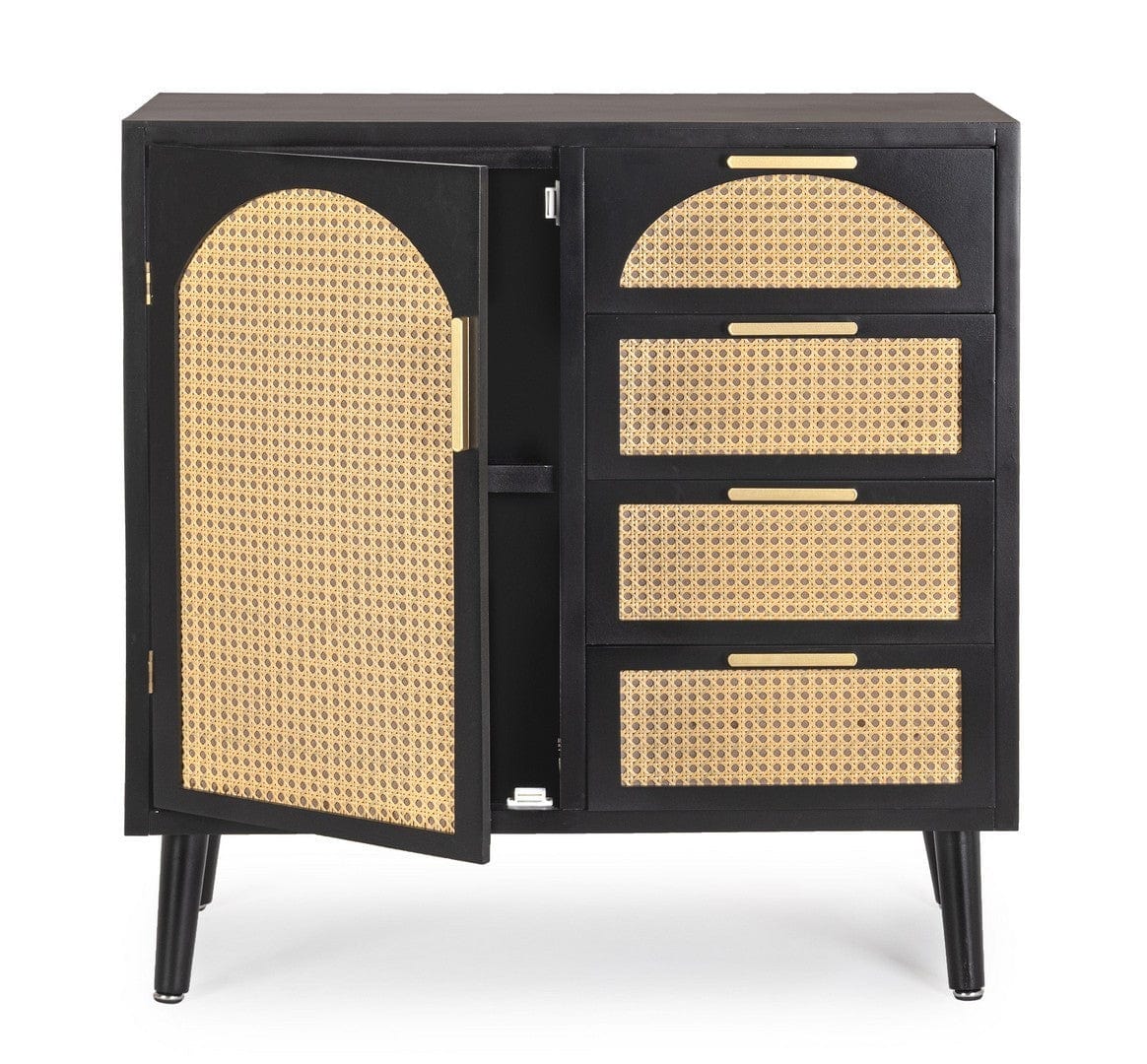Bizzotto Credenza con 4 cassetti e 1 anta Josine Nero