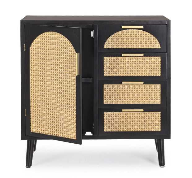 Bizzotto Credenza con 4 cassetti e 1 anta Josine Nero