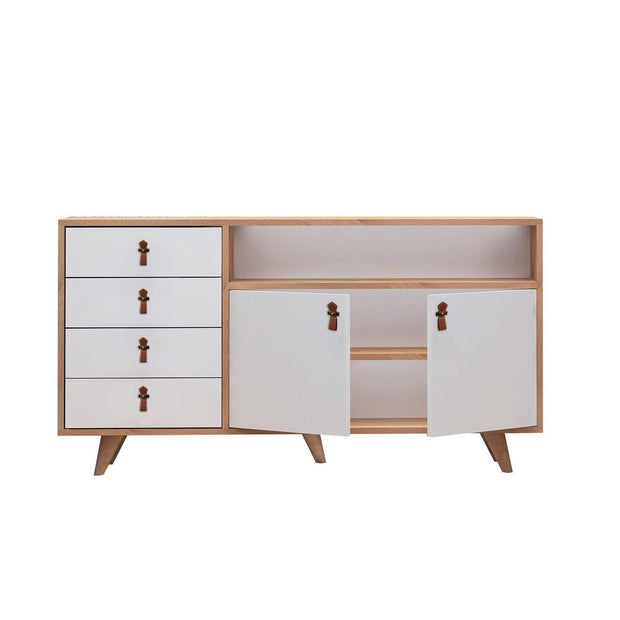 Asir Credenza con 4 cassetti e 2 ante Lavina Bianco