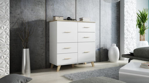 Halmar Credenza con 4 cassetti e 2 ante Lotta Bianco