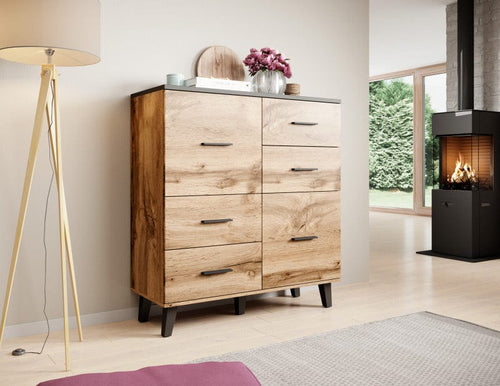 Halmar Credenza con 4 cassetti e 2 ante Lotta Quercia