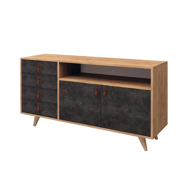Asir Credenza con 4 cassetti e 2 ante Pagina Grigio