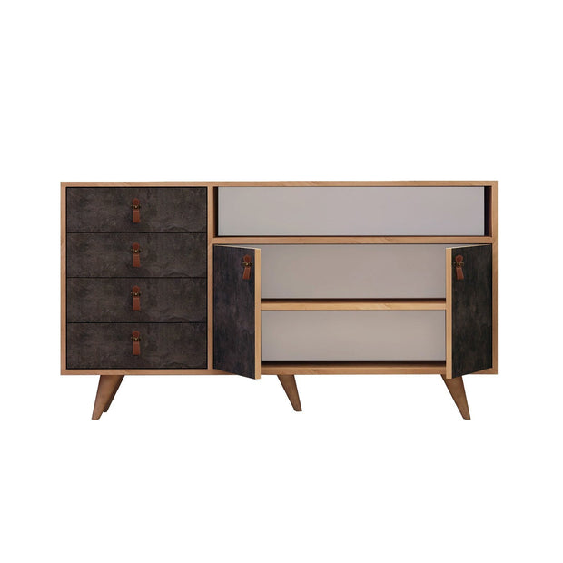Asir Credenza con 4 cassetti e 2 ante Pagina Grigio