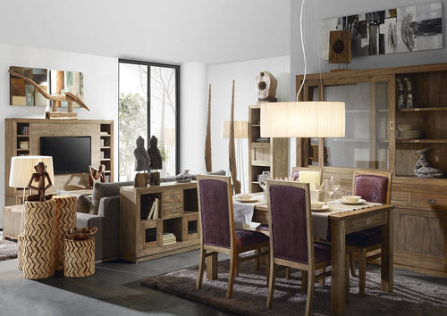 Moycor Credenza con 4 cassetti e 2 ante scorrevoli Merapi Naturale