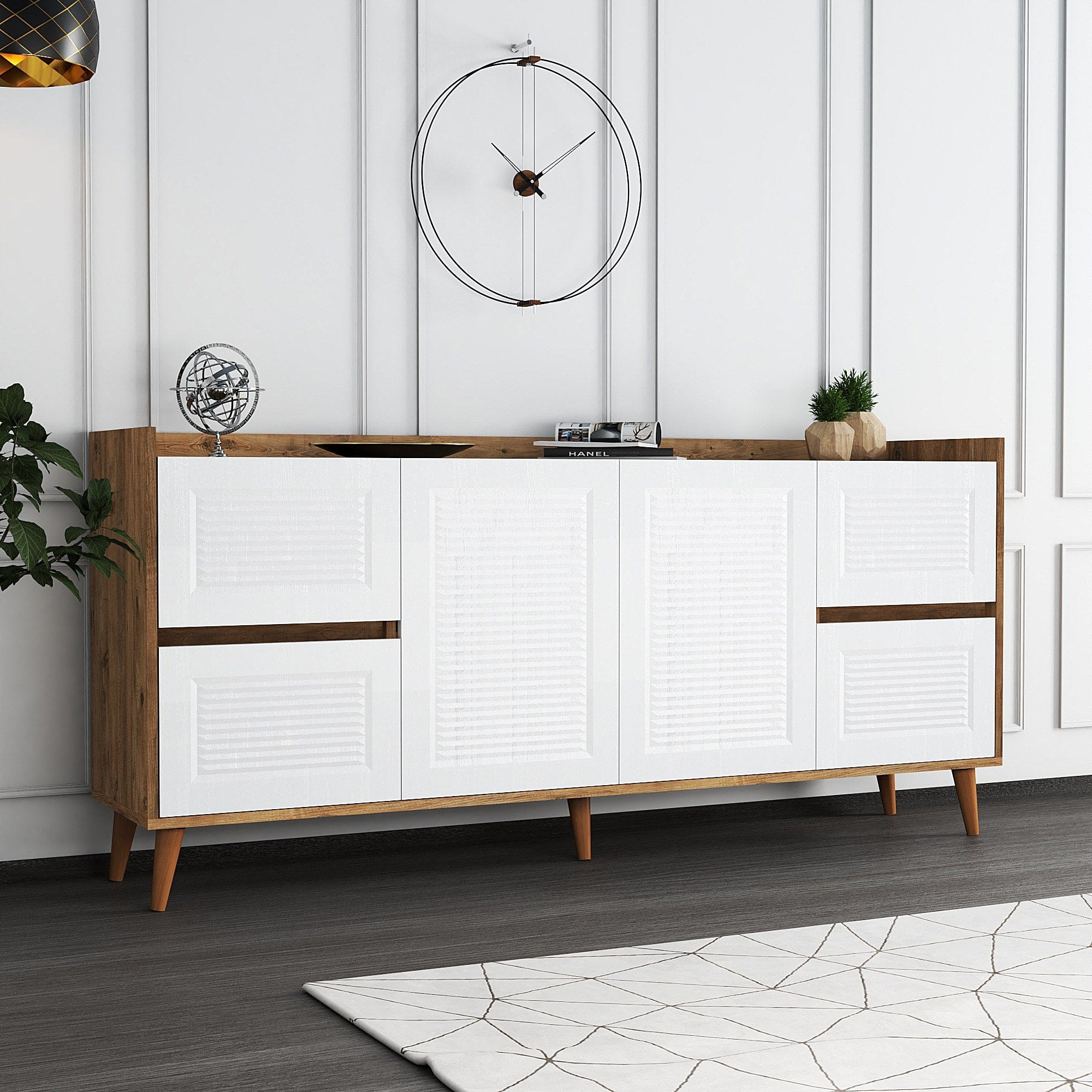 Asir Credenza con 4 cassetti e 2 ante Tiredu 2 Bianco
