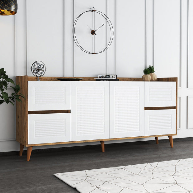 Asir Credenza con 4 cassetti e 2 ante Tiredu 2 Bianco