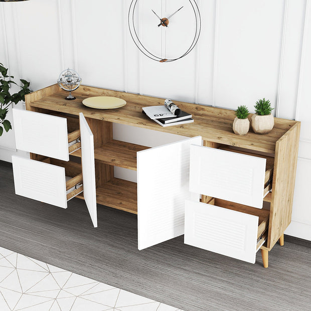 Asir Credenza con 4 cassetti e 2 ante Tiredu 2 Bianco