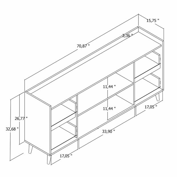 Asir Credenza con 4 cassetti e 2 ante Tiredu 2 Bianco