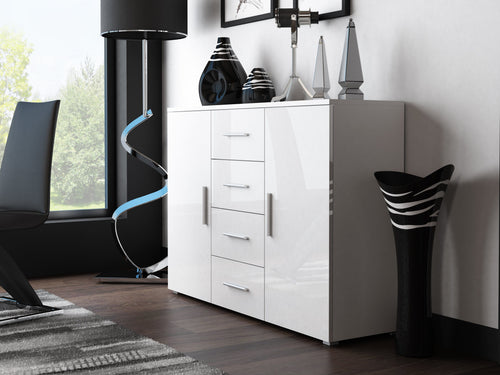 Halmar Credenza con 4 cassetti e 2 ante Uni Bianco