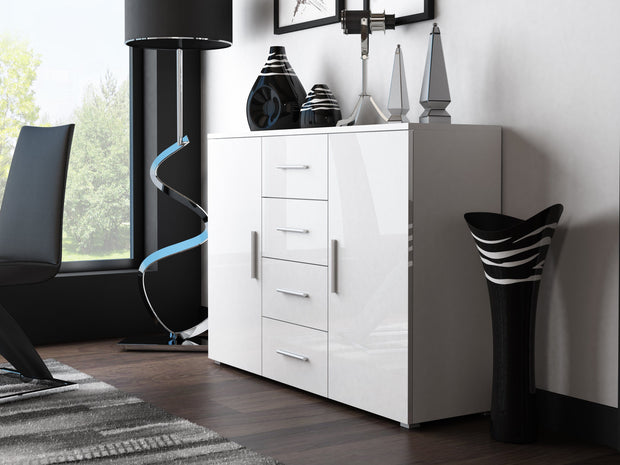 Halmar Credenza con 4 cassetti e 2 ante Uni Bianco