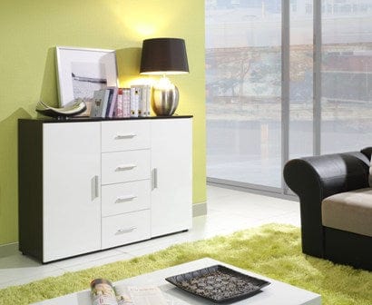 Halmar Credenza con 4 cassetti e 2 ante Uni Bianco