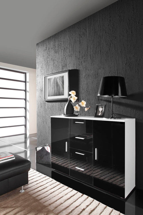 Halmar Credenza con 4 cassetti e 2 ante Uni Nero