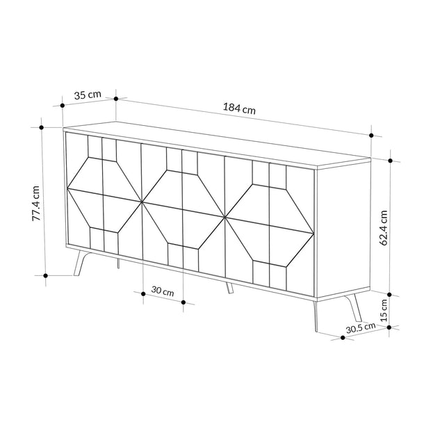 Asir Credenza con 6 ante Dune 183 Bianco