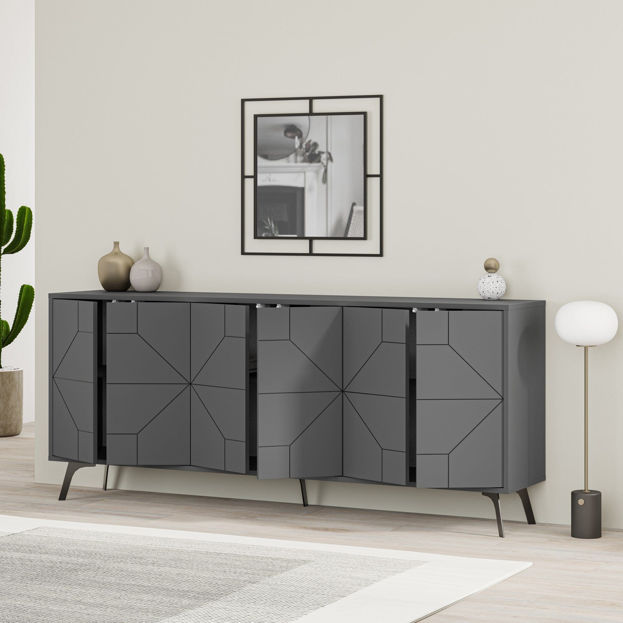 Asir Credenza con 6 ante Dune Antracite