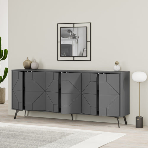 Asir Credenza con 6 ante Dune Antracite