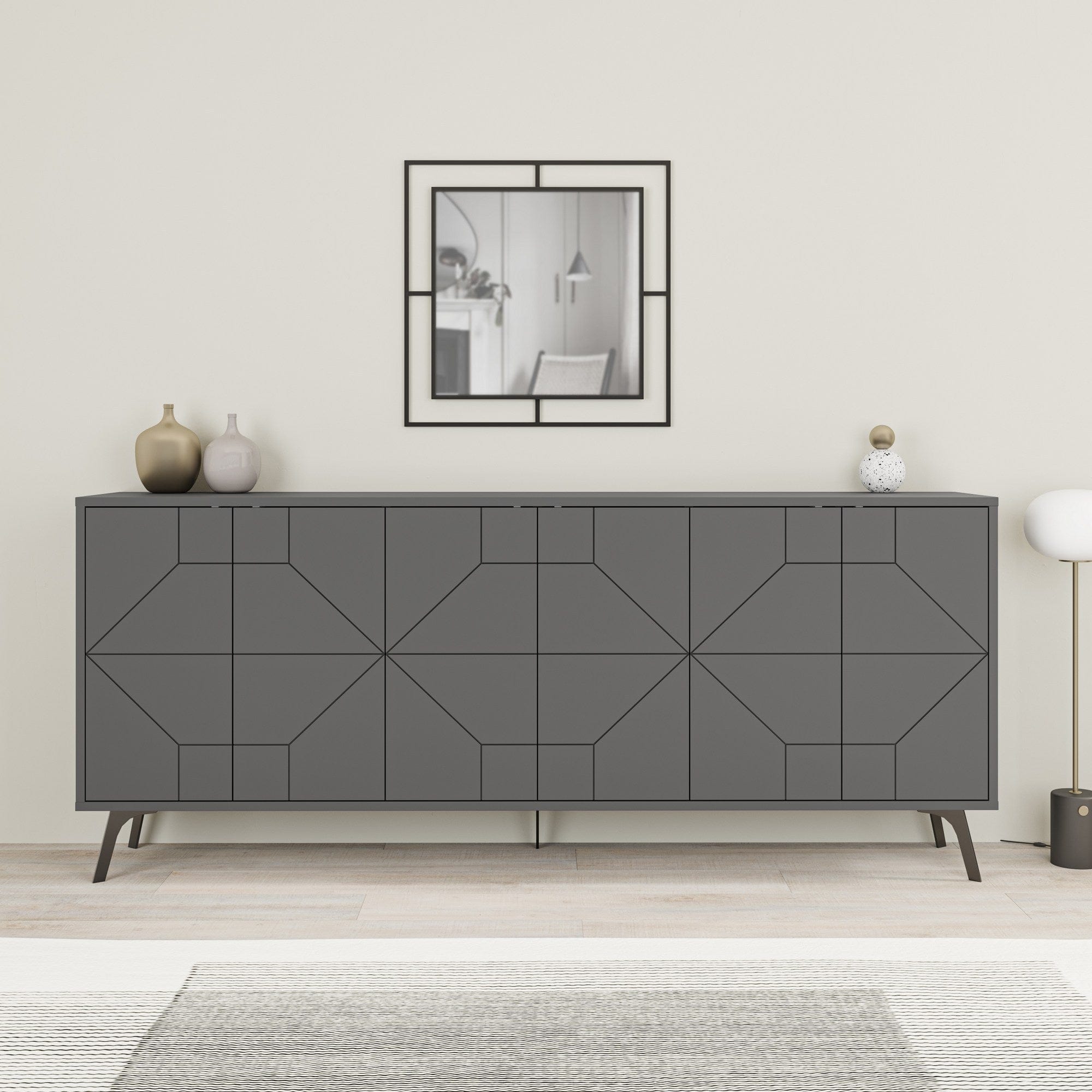 Asir Credenza con 6 ante Dune Antracite