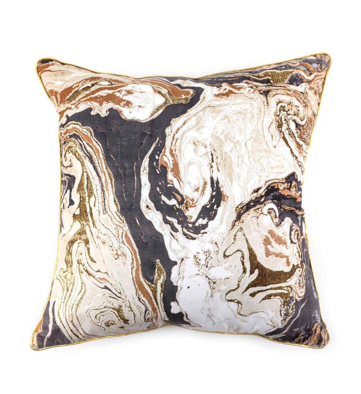 Moycor Cuscino decorative in tessuto sfoderabile Dali Water Marbled Oro, 45 x 45 cm